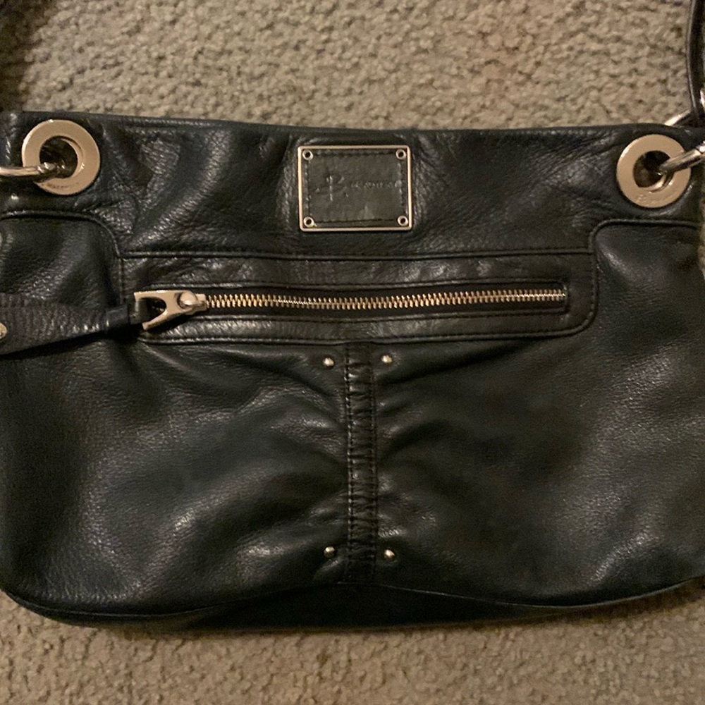 B. MAKOWSKY Black Leather Studded Satchel Bag.